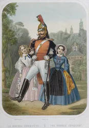 The Double Conquest, Caricature Depicting Napoleon III in a Pejorative Comparison with His Uncle Napoleon Bonaparte, The Victorious